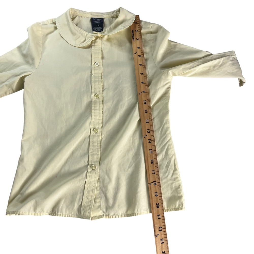 French Toast Long Sleeve Peter Pan Collar Shirt Girls 12 Yellow School Uniform - Picture 6 of 16